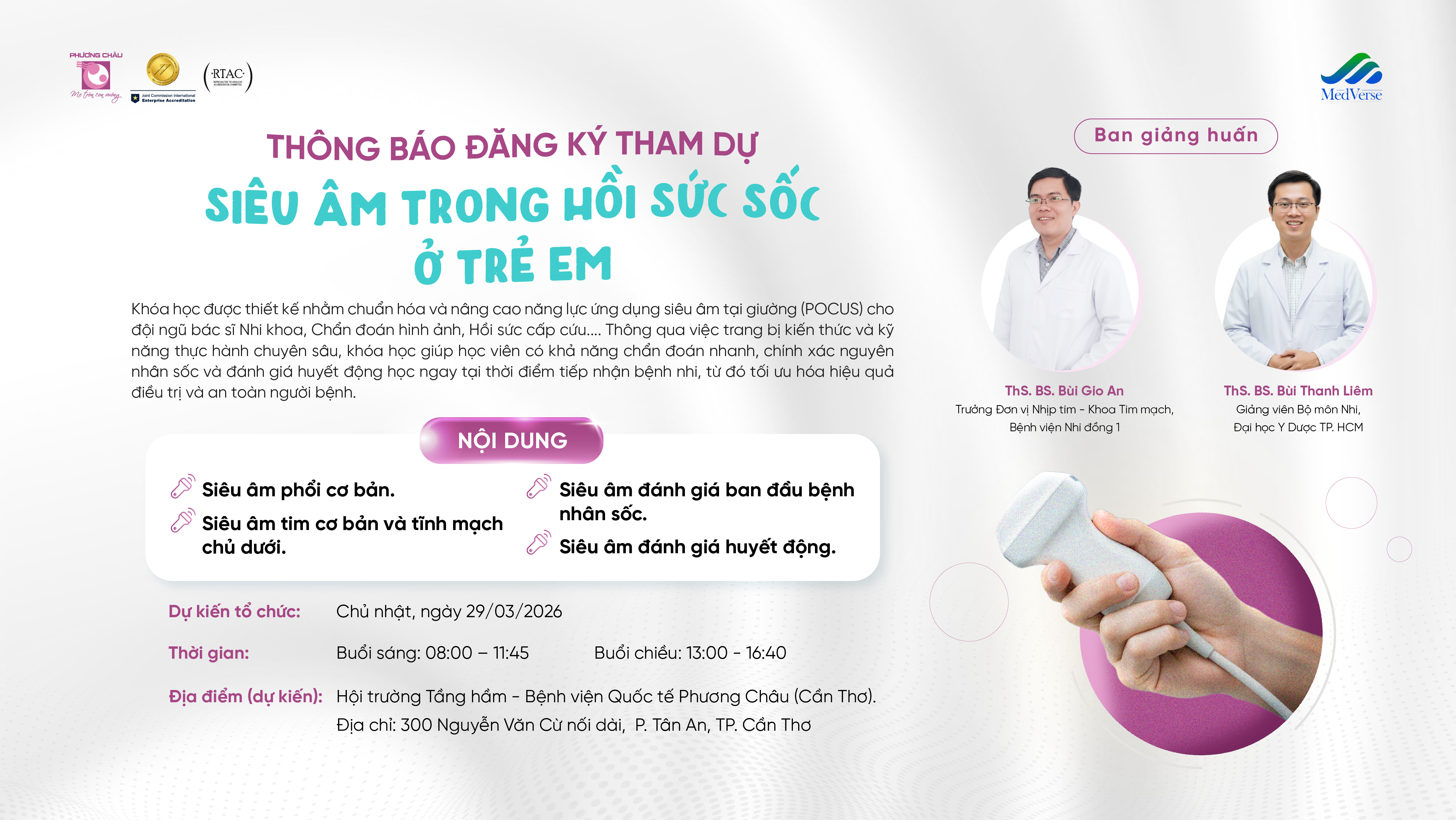 Thông Báo Đăng Ký Tham Dự Siêu Âm Trong Hồi Sức Sốc Ở Trẻ Em