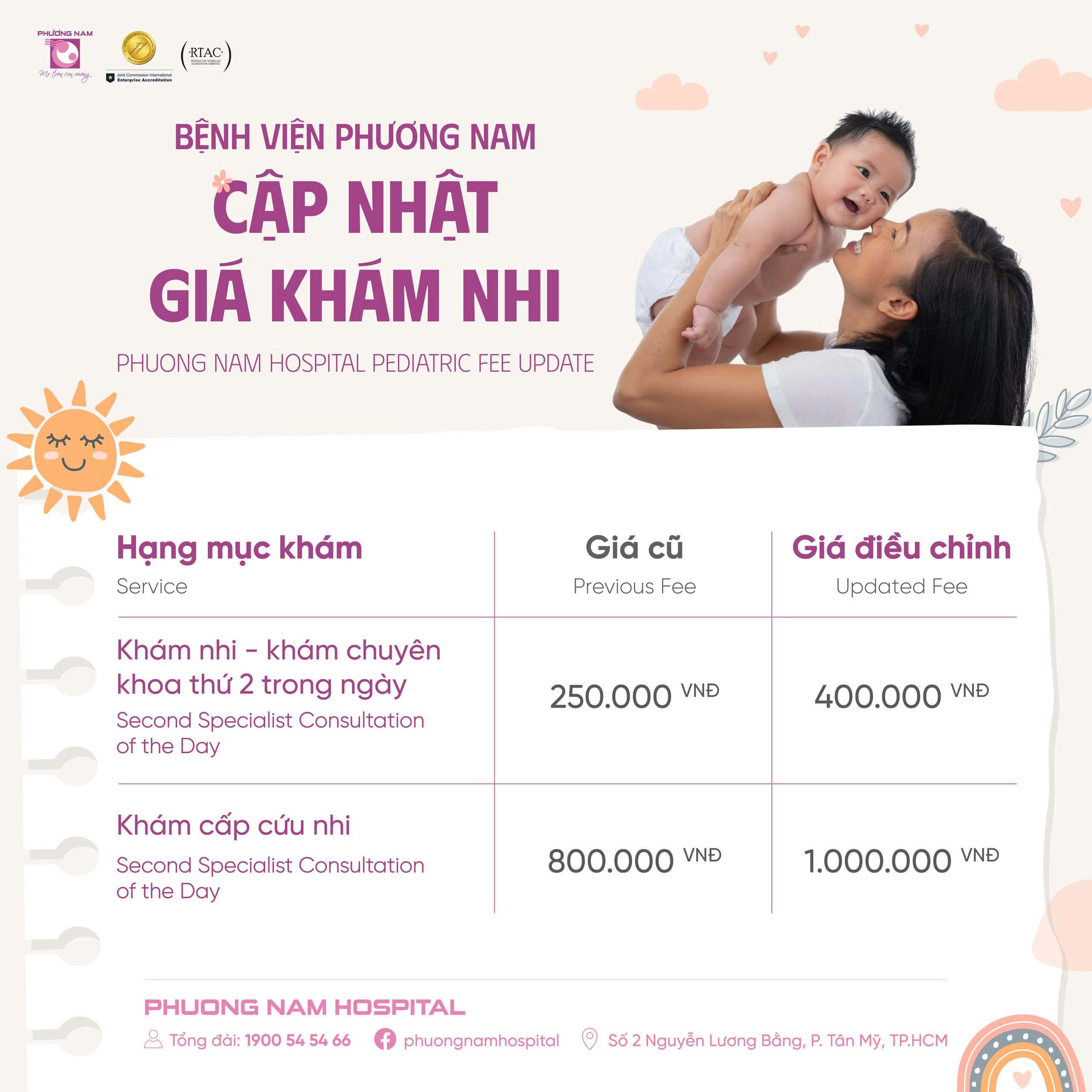 Thông báo về việc cập nhật phí dịch vụ khám nhi từ ngày 22/09/2025