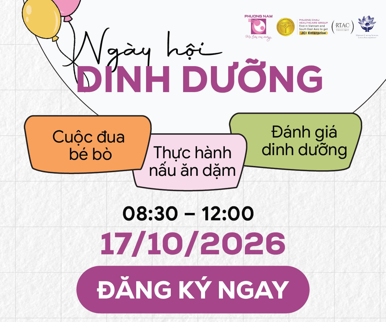 Mở đăng ký tham gia ngày hội dinh dưỡng cho phụ huynh tháng 10/2026