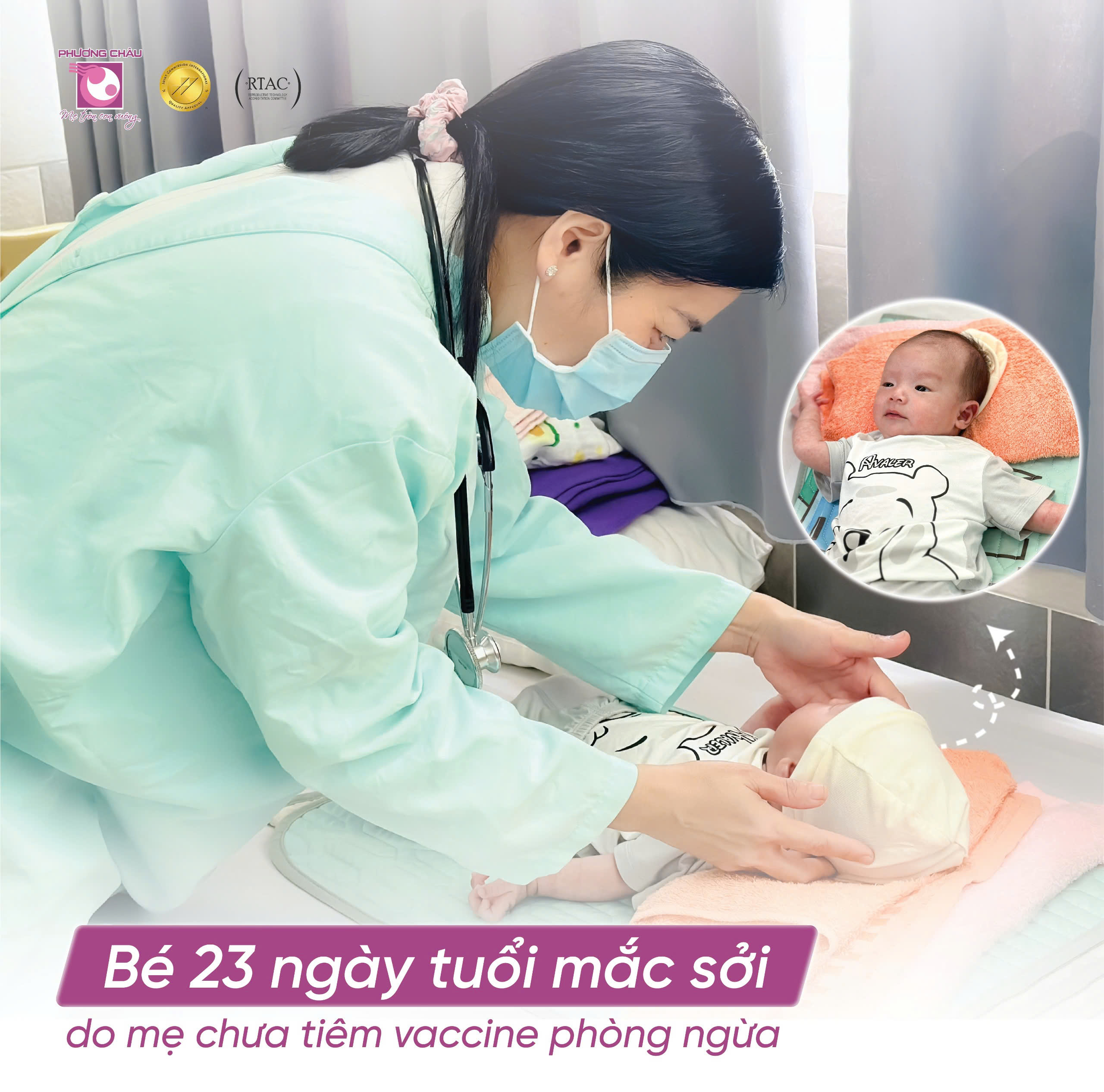 BÉ SƠ SINH 23 NGÀY TUỔI MẮC SỞI DO MẸ CHƯA TIÊM VACCINE PHÒNG NGỪA
