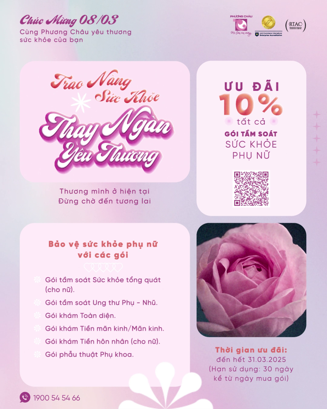 ƯU ĐÃI 10% GÓI KHÁM SỨC KHỎE CHO NỮ CHƯƠNG TRÌNH 08/03