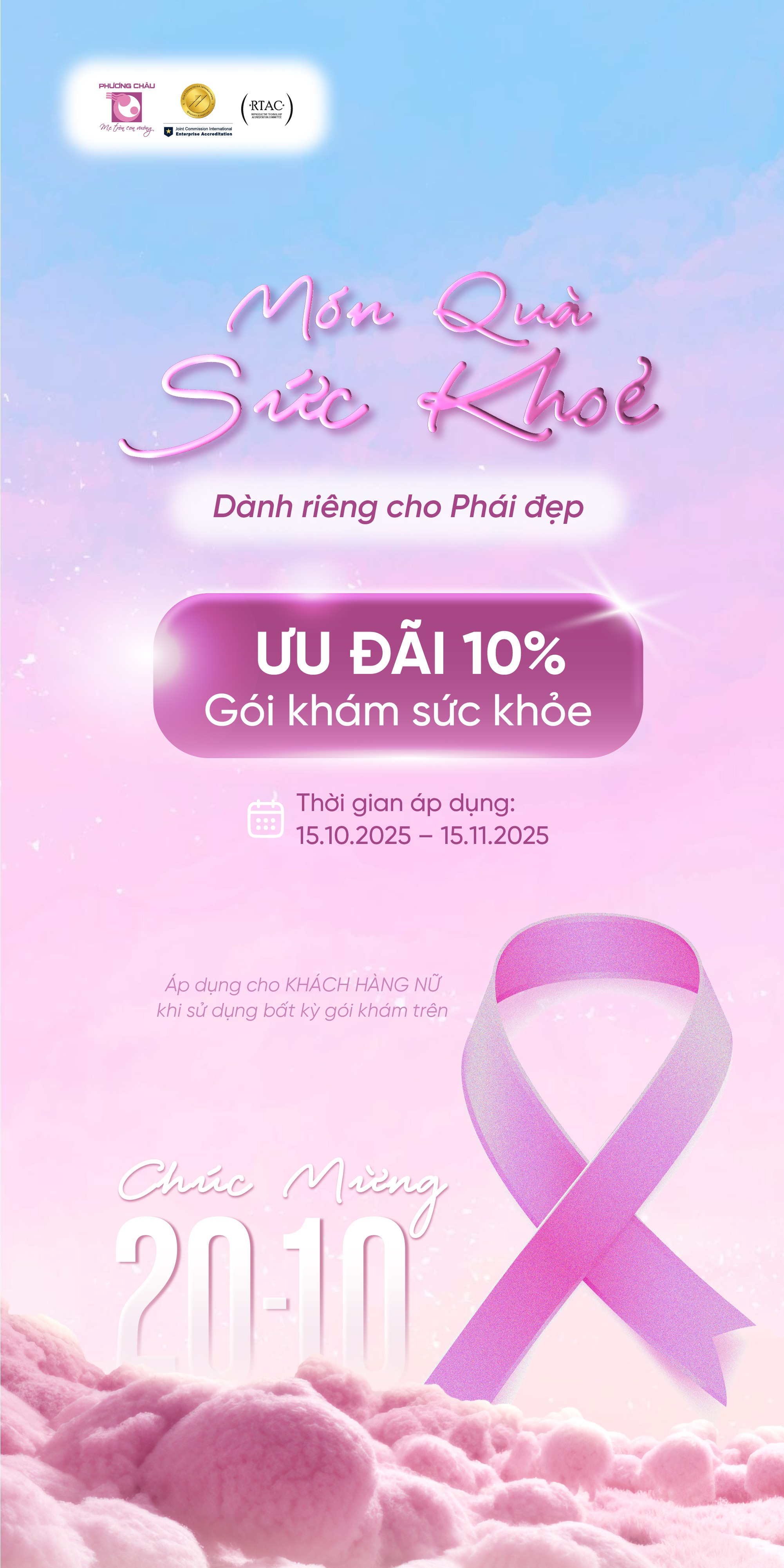 Ưu đãi 10% gói khám sức khỏe 20.10