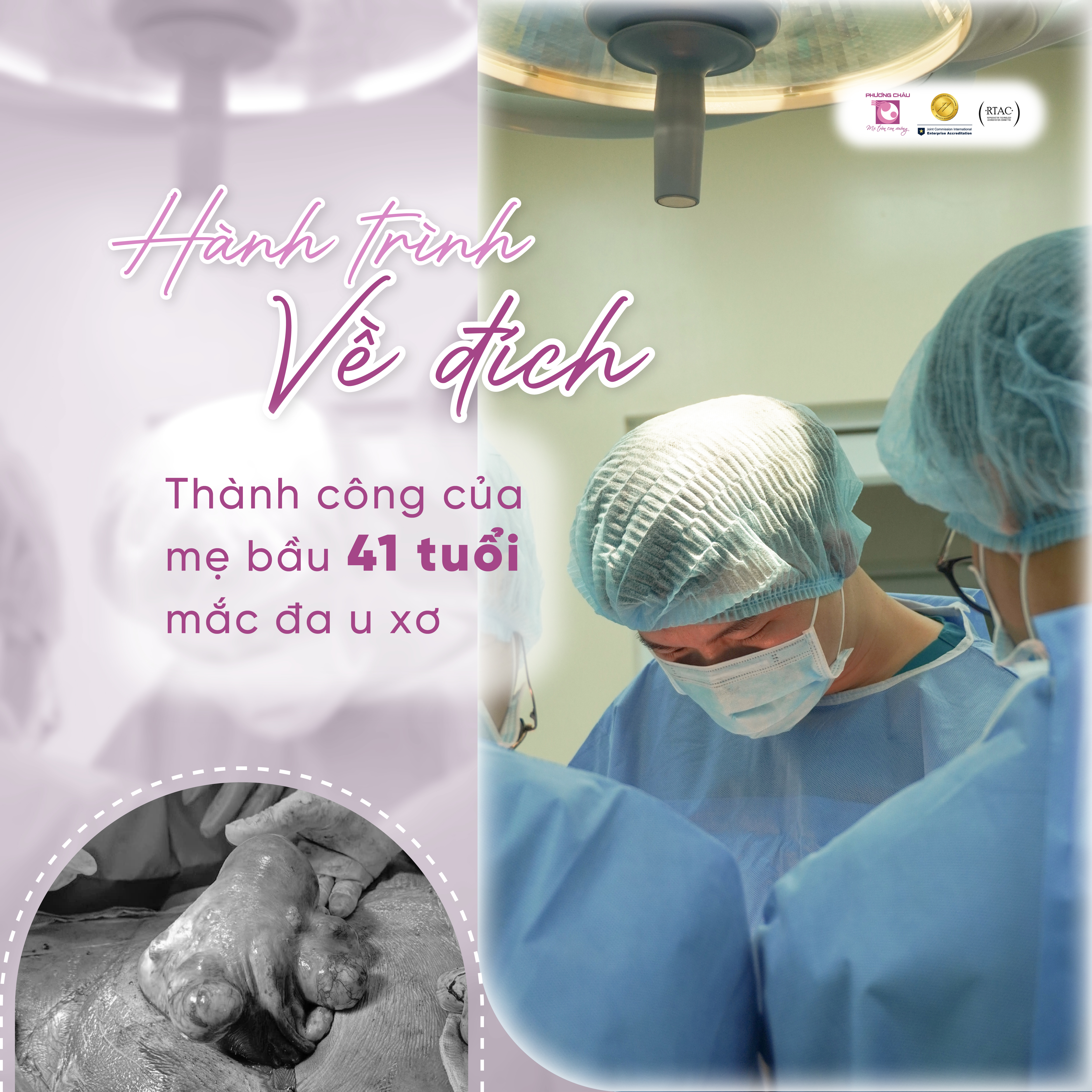 Hành trình về đích thành công của mẹ bầu 41 tuổi mắc đa u xơ