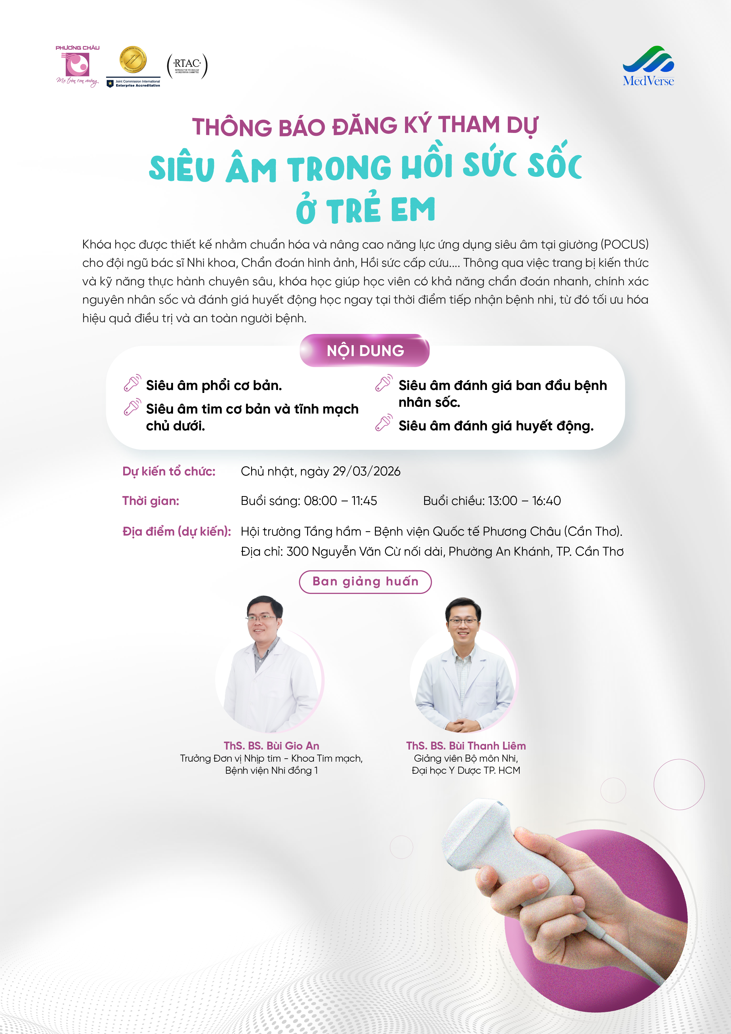 Thông Báo Đăng Ký Tham Dự Siêu Âm Trong Hồi Sức Sốc Ở Trẻ Em