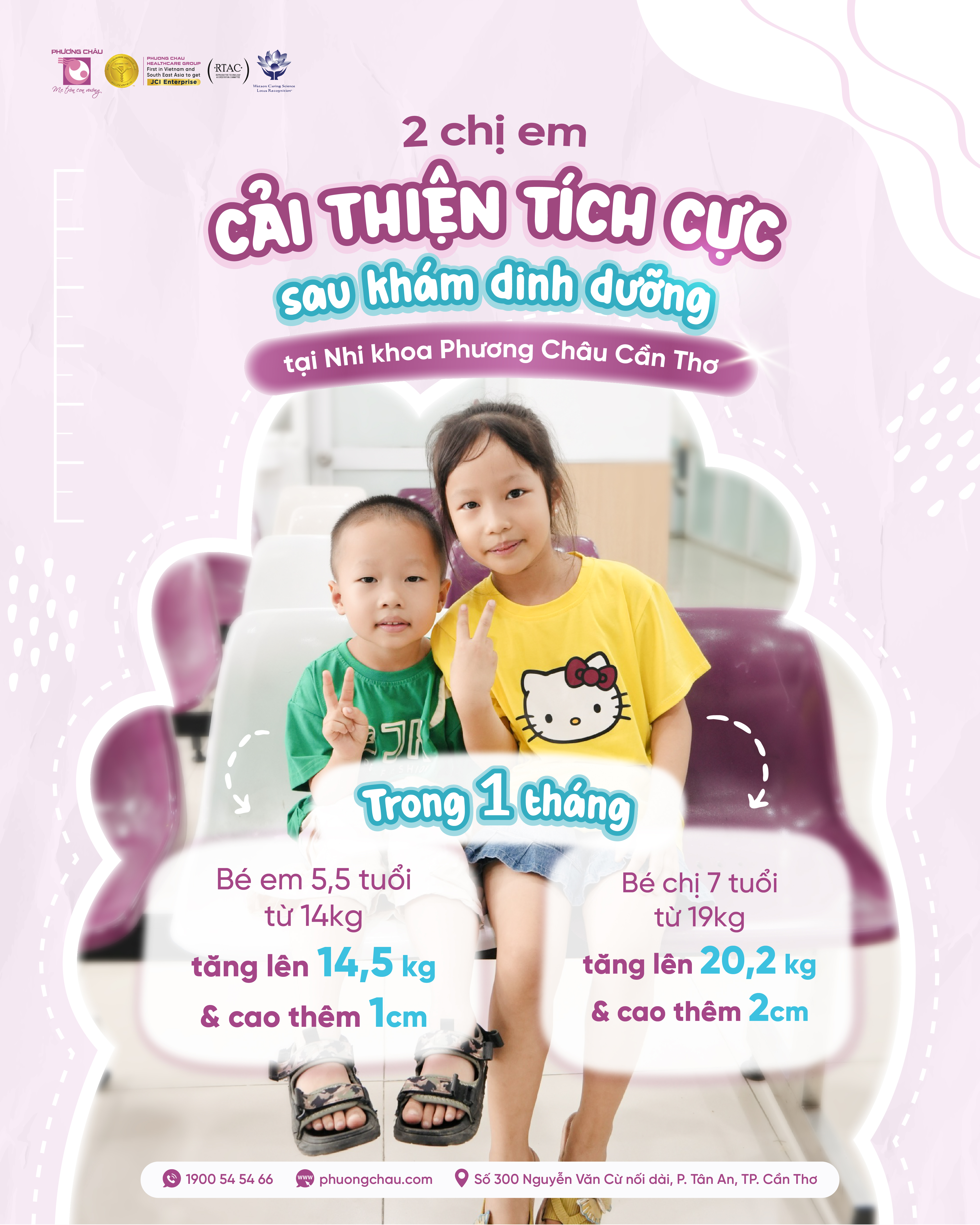 Hai chị em cải thiện tích cực sau khám dinh dưỡng tại Phương Châu