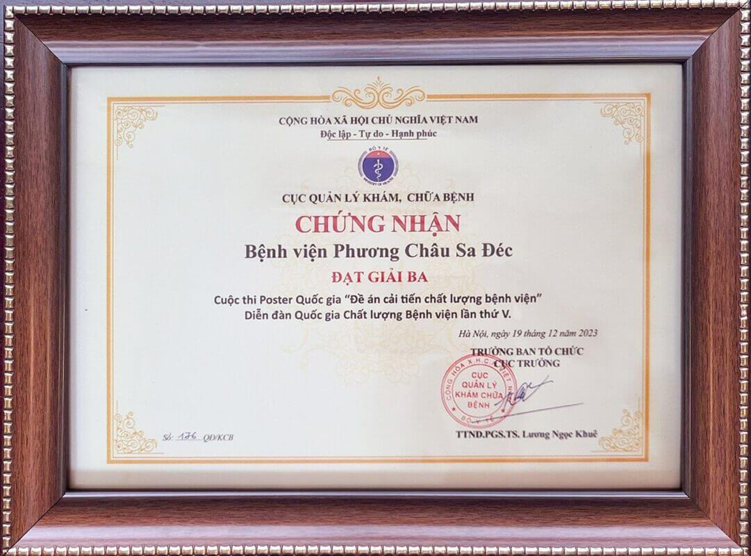 Bệnh Viện Phương Châu Sa Đéc Đạt Giải Ba Cuộc Thi Poster Quốc Gia “Đề Án Cải Tiến Chất Lượng Bệnh Viện” Lần Thứ V Năm 2023