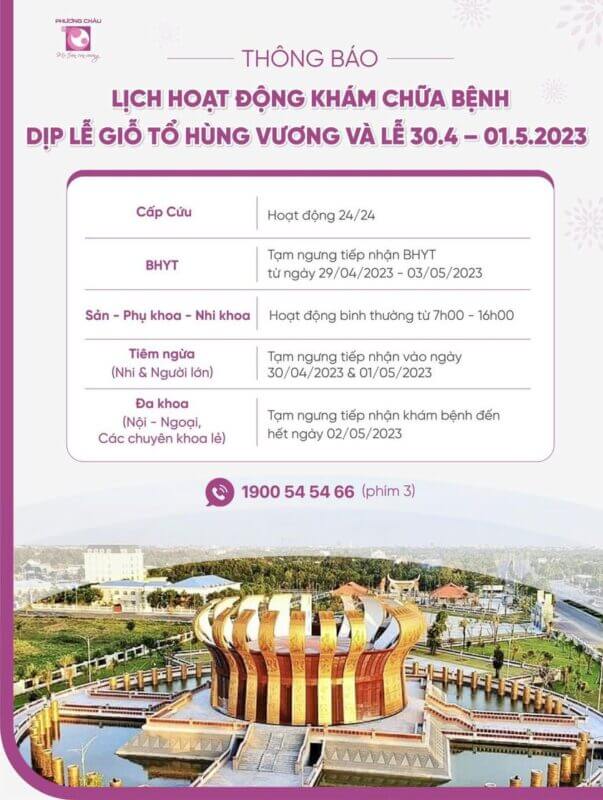Lịch Hoạt Động Khám Chữa Bệnh Vào Dịp Lễ 30/04 – 01/05/2023